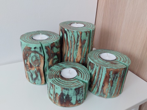 handmade dekoracja świecznik na taras