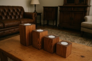 Świecznik drewniany na tealight, handmade