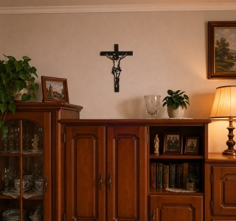 krzyż do domu na ścianę czarny