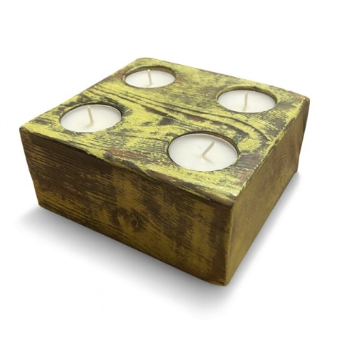 świecznik drewniany na tealight 4 szt solidny
