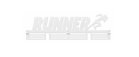 biały wieszak na medale runner 80 cm