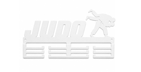 biały wieszak na medale trofea judo industrialny