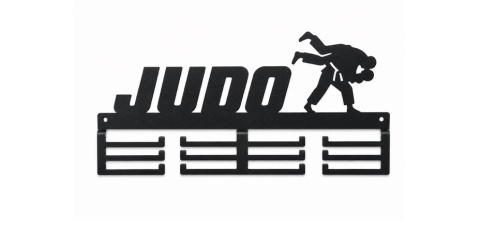czarny wieszak na medale dla sportowca judo