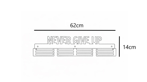 never give up 62cm wiesszak metalowy solidny